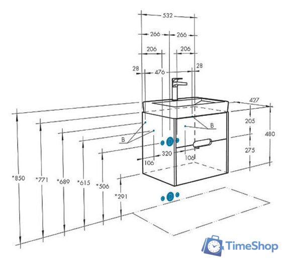  Акватон Тумба с умывальником Оливия 55 1A2542K0OL010 - Изображение №6 — Интернет-магазин Time-Shop