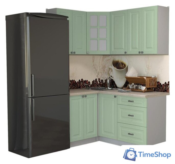 Готовая кухня Интерлиния Мила Деко 1.2x1.6 (мята/травертин серый) - Изображение №1 — Интернет-магазин Time-Shop