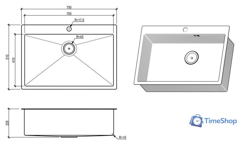 Кухонная мойка Floracio Steel F.7551.SSD - Изображение №5 — Интернет-магазин Time-Shop