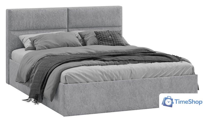 Кровать Трия Глосс универсальный тип 1 160x200 (микровелюр Wellmart Silver) - Изображение №1 — Интернет-магазин Time-Shop