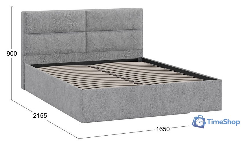 Кровать Трия Глосс универсальный тип 1 160x200 (микровелюр Wellmart Silver) - Изображение №3 — Интернет-магазин Time-Shop