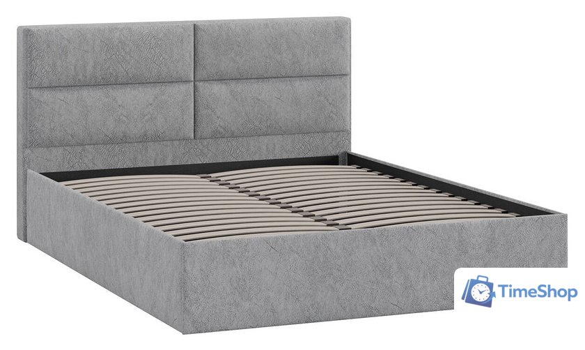 Кровать Трия Глосс универсальный тип 1 160x200 (микровелюр Wellmart Silver) - Изображение №2 — Интернет-магазин Time-Shop