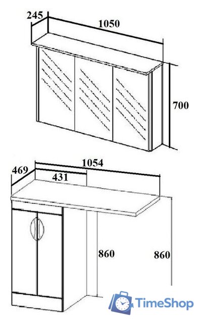  Runo Тумба с умывальником Лира 45 + Гамма 105 лайт с правым крылом (напольная, белый) - Изображение №8 — Интернет-магазин Time-Shop