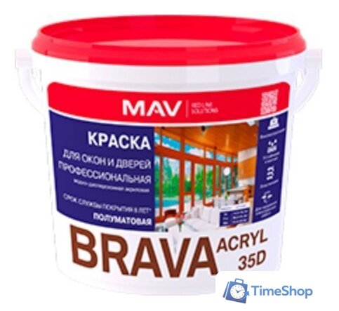 Краска Brava Acryl 35D ВД-АК-1035Д 11 л (белый полуматовый) - Изображение №1 — Интернет-магазин Time-Shop