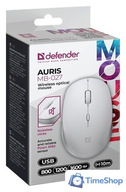 Мышь Defender Auris MB-027 (белый) - Изображение №5 — Интернет-магазин Time-Shop