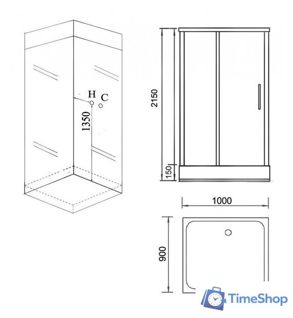 Душевая кабина Grossman GR166 90x100 - Изображение №3 — Интернет-магазин Time-Shop