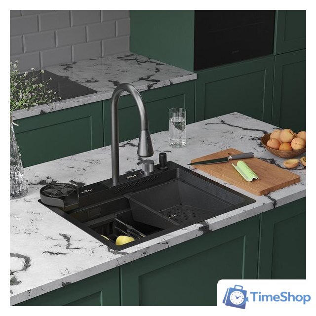 Кухонная мойка Roxen Stage Plus 560250-60-BS многофункциональная 8 в 1 (60*48/текстурный графит) - Изображение №2 — Интернет-магазин Time-Shop