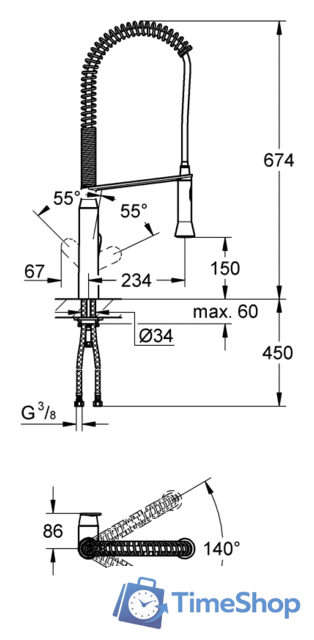 Смеситель Grohe K 7 32950000 - Изображение №2 — Интернет-магазин Time-Shop