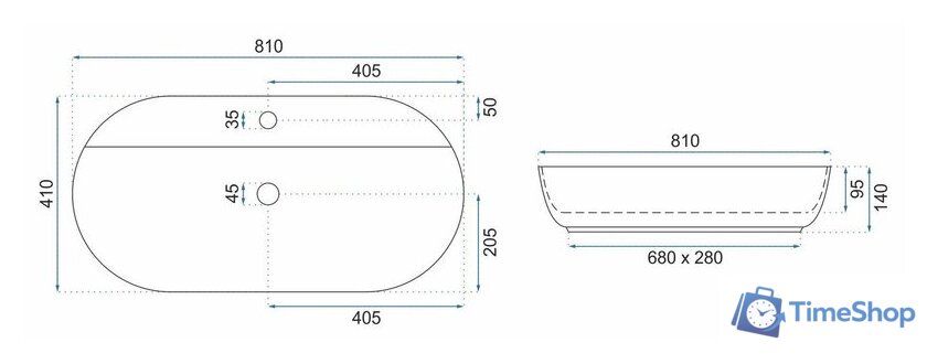 Умывальник Rea Aura 81 U2541 - Изображение №5 — Интернет-магазин Time-Shop