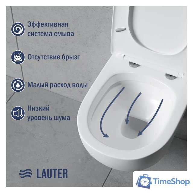 Унитаз подвесной Lauter Sulzdorf + Breez 21GN7072BM (белый с микролифтом) - Изображение №6 — Интернет-магазин Time-Shop