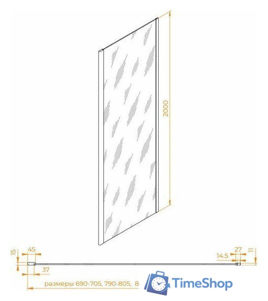 Душевая стенка RGW Z-050-3B 352253100-24 (черный/матовое стекло) - Изображение №2 — Интернет-магазин Time-Shop