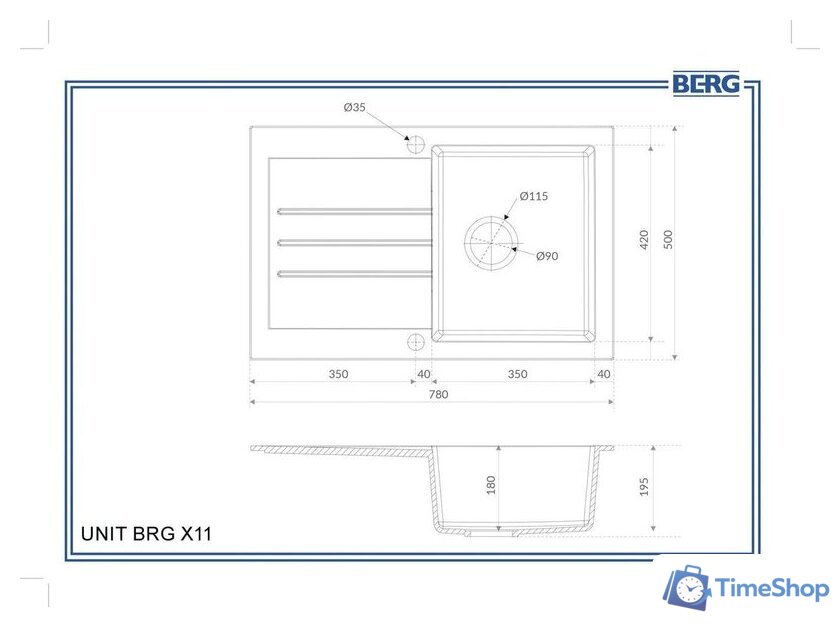 Кухонная мойка Berg Unit BRG1211 - Изображение №5 — Интернет-магазин Time-Shop