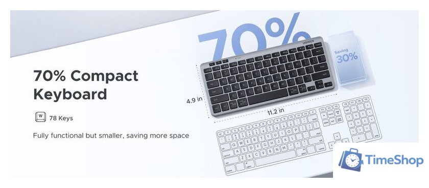 Клавиатура Ugreen K551 (серебристый/черный) - Изображение №2 — Интернет-магазин Time-Shop