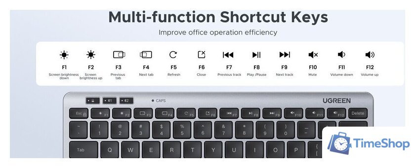 Клавиатура Ugreen K551 (серебристый/черный) - Изображение №5 — Интернет-магазин Time-Shop