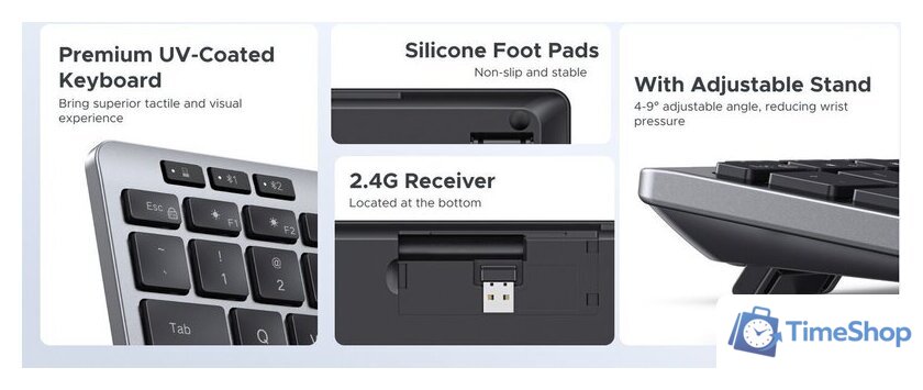 Клавиатура Ugreen K551 (серебристый/черный) - Изображение №6 — Интернет-магазин Time-Shop