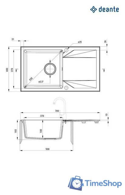 Кухонная мойка Deante ZQJ_A113 - Изображение №2 — Интернет-магазин Time-Shop