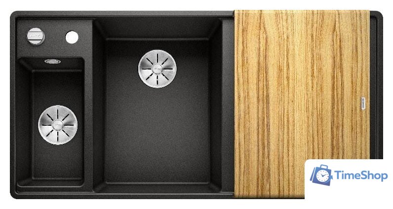 Кухонная мойка Blanco Axia III 6 S-F (разделочная доска из ясеня, черный) 525853 - Изображение №2 — Интернет-магазин Time-Shop