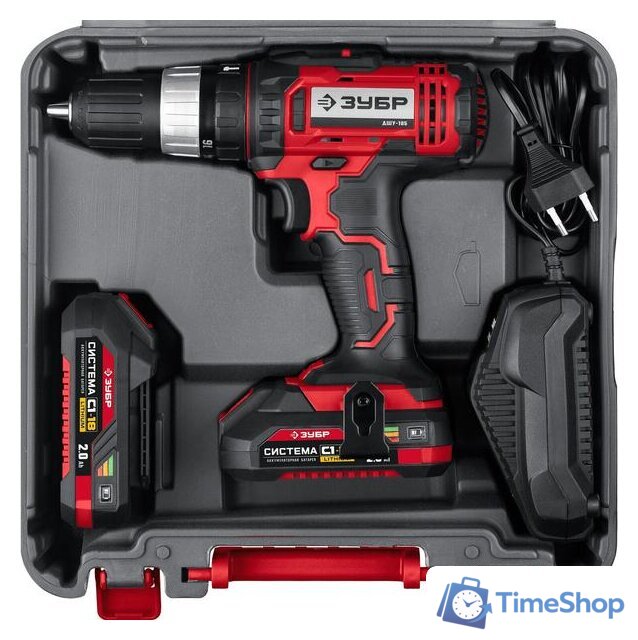 Дрель-шуруповерт Зубр Мастер ДШУ-185-22 (с 2-мя АКБ, кейс) - Изображение №8 — Интернет-магазин Time-Shop