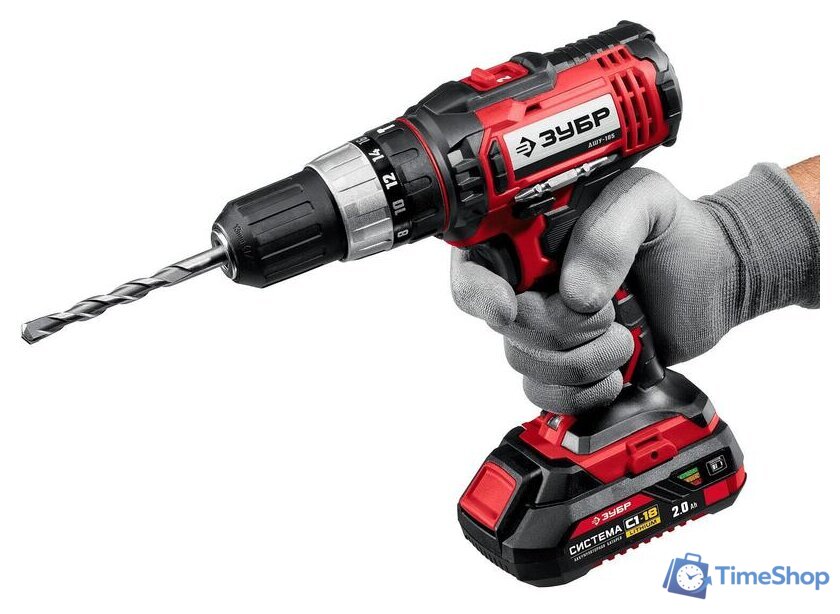 Дрель-шуруповерт Зубр Мастер ДШУ-185-22 (с 2-мя АКБ, кейс) - Изображение №5 — Интернет-магазин Time-Shop