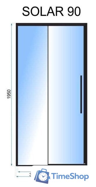 Душевая дверь Rea Solar 90 (черный/прозрачное стекло) - Изображение №3 — Интернет-магазин Time-Shop