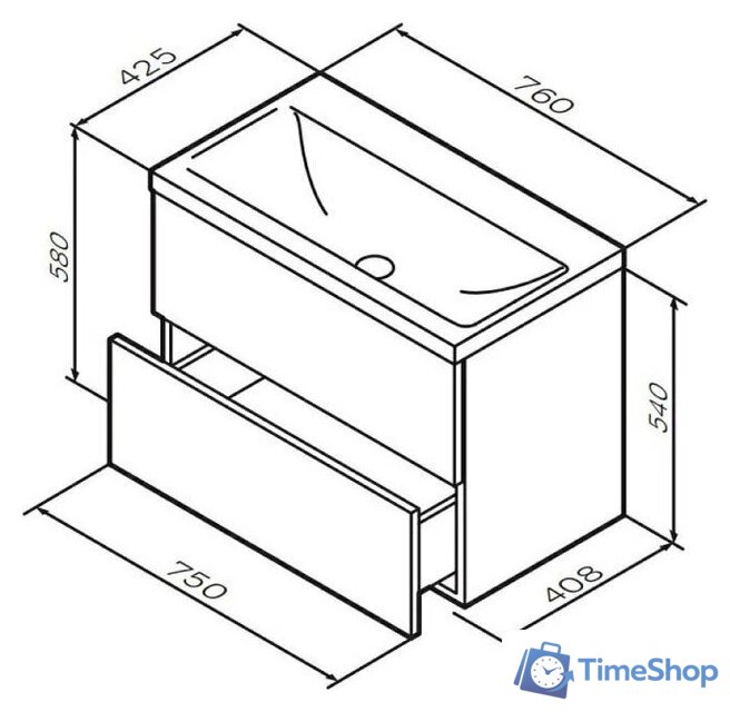  AM.PM Тумба под умывальник Gem M90FHX0752HF - Изображение №10 — Интернет-магазин Time-Shop