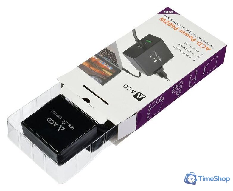 Сетевое зарядное ACD ACD-P602W-V1B - Изображение №6 — Интернет-магазин Time-Shop