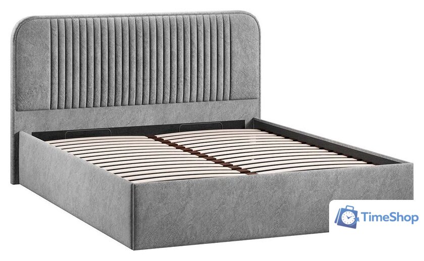 Кровать Трия Тиффани Тип 1 c ПМ и заглушиной 160x200 (микровелюр Wellmart Silver) - Изображение №2 — Интернет-магазин Time-Shop