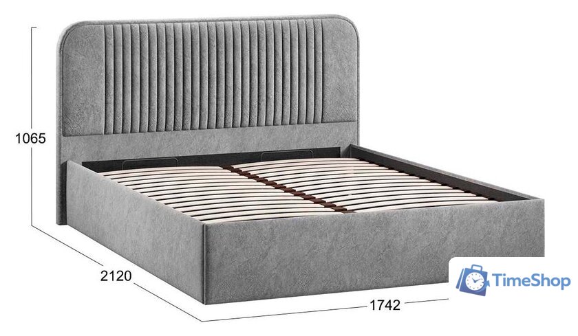 Кровать Трия Тиффани Тип 1 c ПМ и заглушиной 160x200 (микровелюр Wellmart Silver) - Изображение №4 — Интернет-магазин Time-Shop