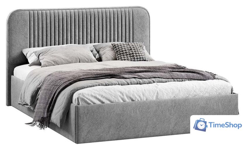 Кровать Трия Тиффани Тип 1 c ПМ и заглушиной 160x200 (микровелюр Wellmart Silver) - Изображение №1 — Интернет-магазин Time-Shop