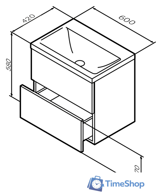  AM.PM Тумба под умывальник Gem 60 M90FHX06022GM (2 ящика, графит) - Изображение №10 — Интернет-магазин Time-Shop