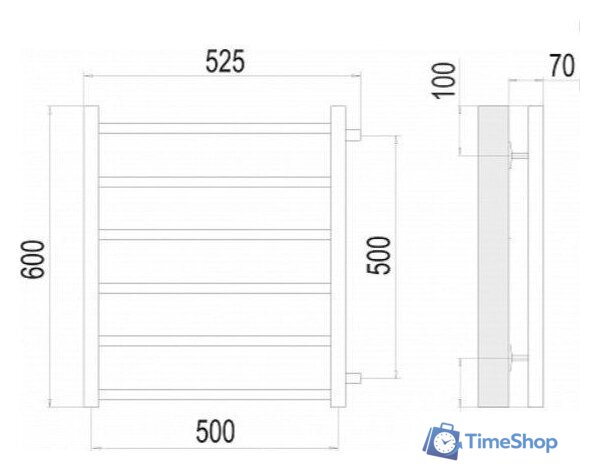 Полотенцесушитель TERMINUS Ватикан П6 500х600 (с боковым подключением 500) - Изображение №9 — Интернет-магазин Time-Shop