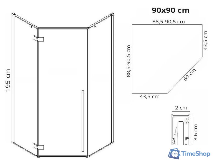 Душевой уголок Rea Diamond 90x90 - Изображение №10 — Интернет-магазин Time-Shop