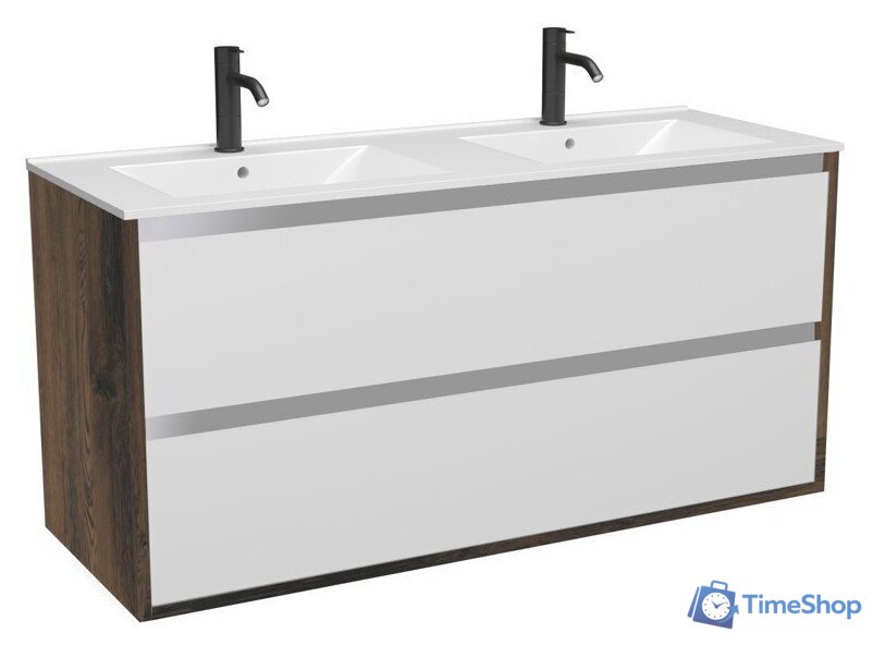  ЗОВ Тумба с умывальником Парма 120 P120LA0MWMC1A-OL120 (аттик/белый матовый/алюминий) - Изображение №1 — Интернет-магазин Time-Shop