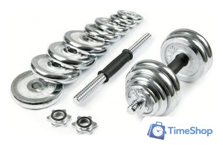 Набор гантелей с соединительным грифом  Atlas Sport хромированных в чемодане 20 кг (2x10 кг) - Изображение №4 — Интернет-магазин Time-Shop