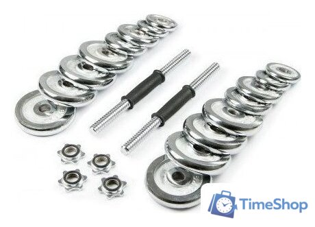 Набор гантелей с соединительным грифом  Atlas Sport хромированных в чемодане 20 кг (2x10 кг) - Изображение №3 — Интернет-магазин Time-Shop