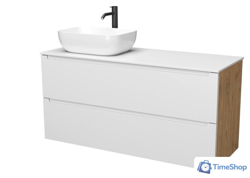 ЗОВ Тумба под умывальник Дион 120 D120LHO0M9003MKV5-KP13W (белый матовый/дуб) - Изображение №1 — Интернет-магазин Time-Shop