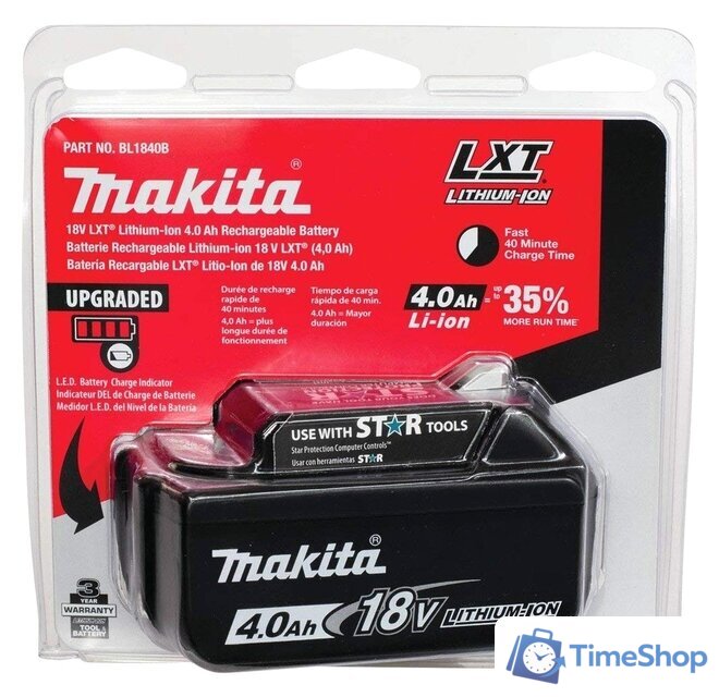 Аккумулятор Makita BL1840B (18В/4.0 а*ч) - Изображение №10 — Интернет-магазин Time-Shop