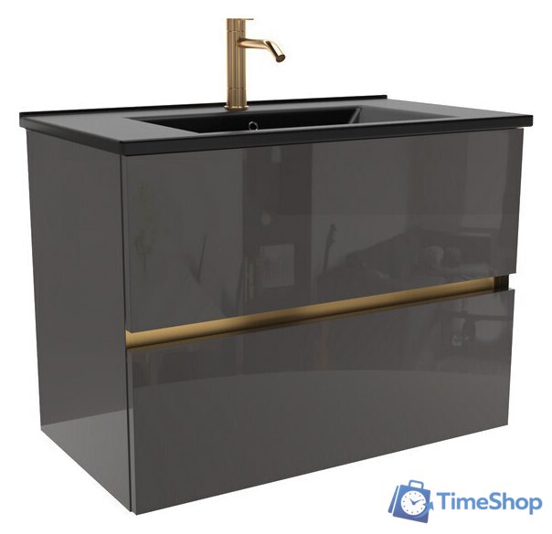  ЗОВ Тумба с умывальником Лира 100 L100MWFMLGVG-OL100 (грифель глянец) - Изображение №3 — Интернет-магазин Time-Shop