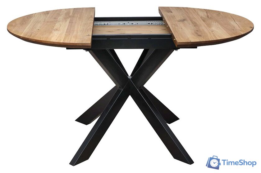 Кухонный стол ОКА Раунд 100-140x75 (дуб натуральный/черный) - Изображение №5 — Интернет-магазин Time-Shop