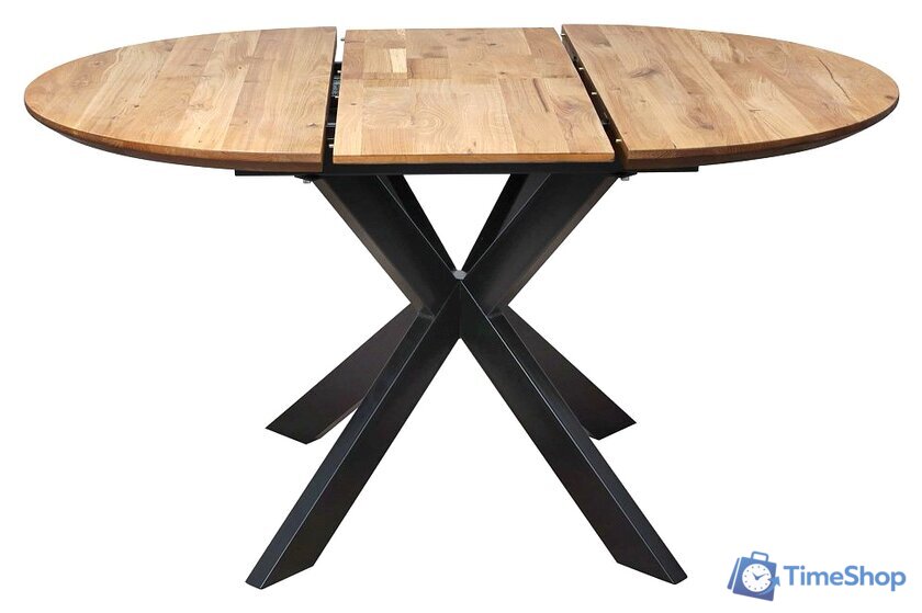 Кухонный стол ОКА Раунд 100-140x75 (дуб натуральный/черный) - Изображение №4 — Интернет-магазин Time-Shop