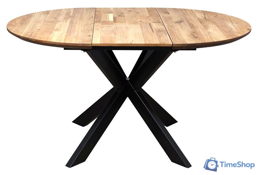 Кухонный стол ОКА Раунд 100-140x75 (дуб натуральный/черный) - Изображение №3 — Интернет-магазин Time-Shop