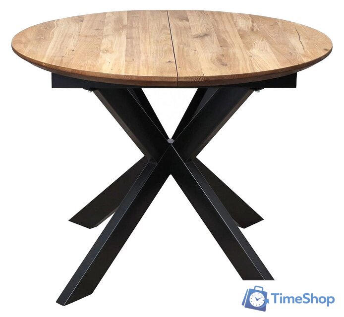 Кухонный стол ОКА Раунд 100-140x75 (дуб натуральный/черный) - Изображение №1 — Интернет-магазин Time-Shop
