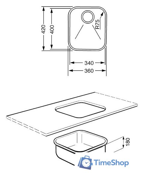 Кухонная мойка Smeg UM40 - Изображение №2 — Интернет-магазин Time-Shop