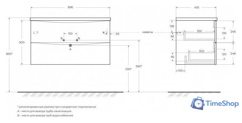  BelBagno Тумба под умывальник MARINO-CER-N-900-2C-SO-NL-P - Изображение №4 — Интернет-магазин Time-Shop