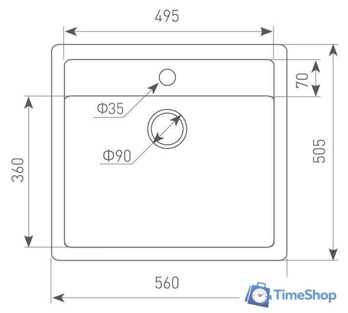 Кухонная мойка Zigmund & Shtain Platz 560 (молодое шампанское) - Изображение №2 — Интернет-магазин Time-Shop
