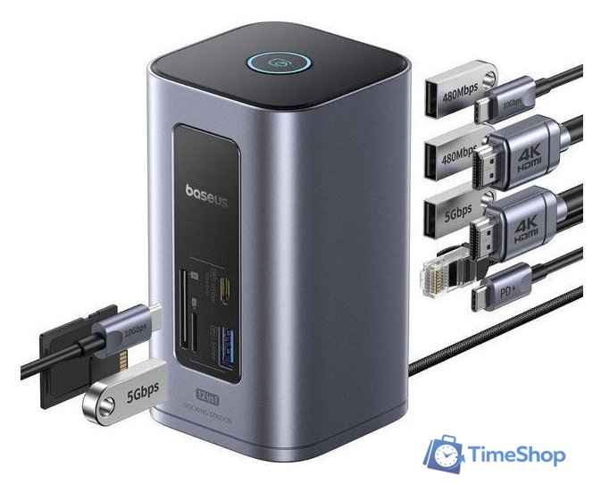 Док-станция Baseus Nomos NU1 Air Win 12-in-1 Docking Station B00568103813-00 - Изображение №4 — Интернет-магазин Time-Shop