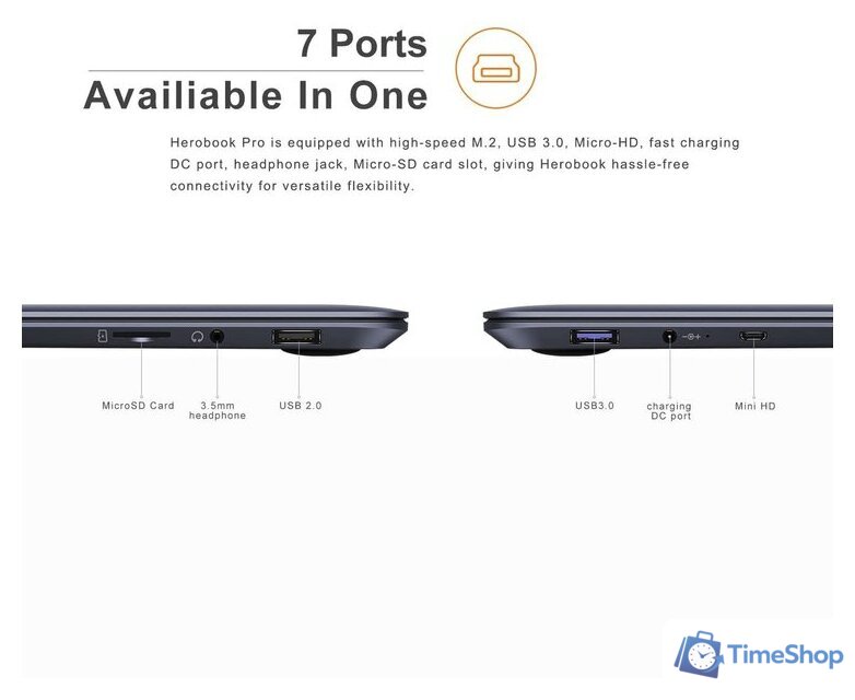 Ноутбук Chuwi HeroBook Pro N4020 8GB+256GB Win11 Home - Изображение №9 — Интернет-магазин Time-Shop