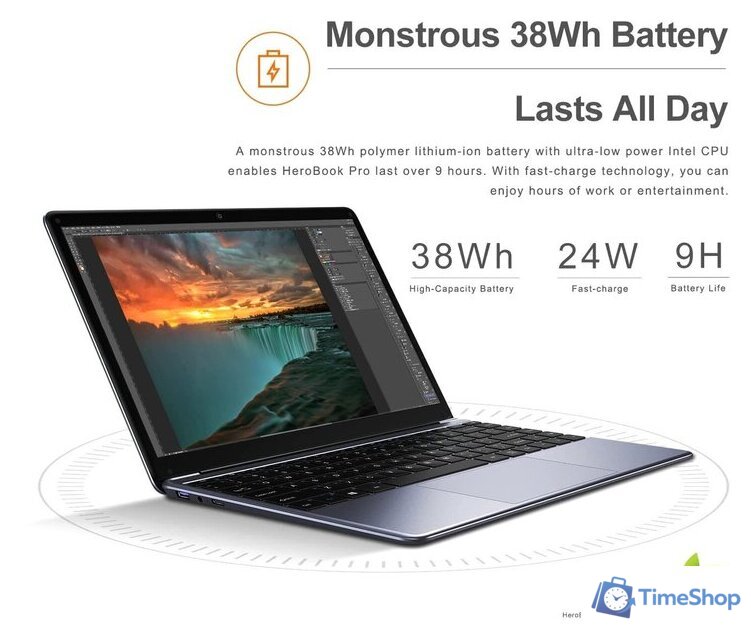 Ноутбук Chuwi HeroBook Pro N4020 8GB+256GB Win11 Home - Изображение №8 — Интернет-магазин Time-Shop