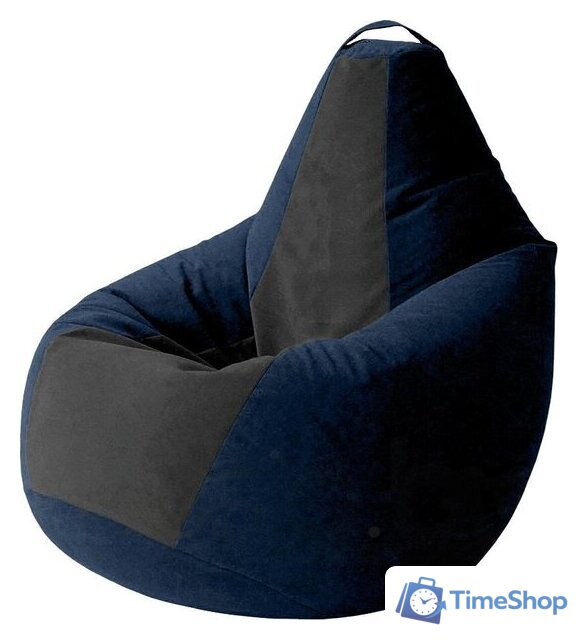 Кресло-мешок Kreslomeshki Груша Kombo XXXL GKV-145x100-TSCH (темно-синий/черный) - Изображение №1 — Интернет-магазин Time-Shop