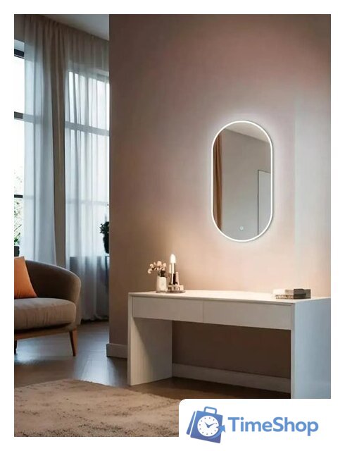 Зеркало с подсветкой  EMZE 45x77 LED.UV.45.77.BEL (белый с УФ-окантовкой и подсветкой) - Изображение №7 — Интернет-магазин Time-Shop